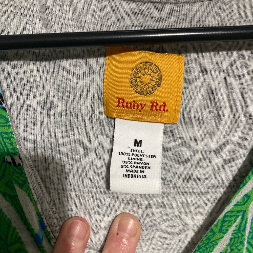 Ruby Rd. Green & Blue Palm-Print Layered Poncho - Picture 5 of 6